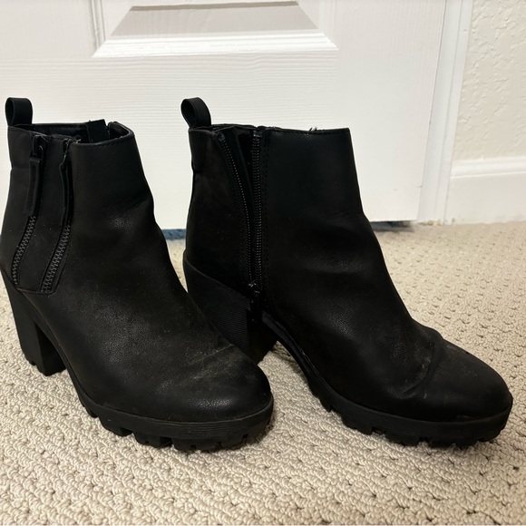 Cooya womens black platform chunky ankle boots size 6 - Picture 1 of 5